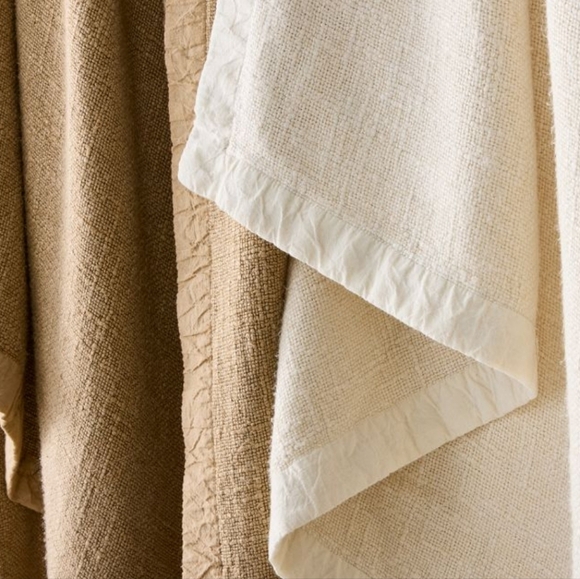 ❤️BUY 2 GET 1 FREE  Viscose Linen Throw, Alabaster, Retail $129 - Picture 3 of 9